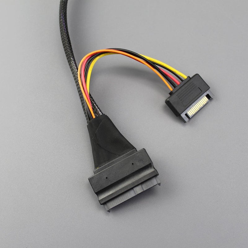GLOTRENDS 12G Mini-SAS(SFF-8643) to U.2 (SFF-8639) NVMe SSD Cable 0.5M with U.2 SSD Mounting Bracket (PCI-SFF8643) - Image 3
